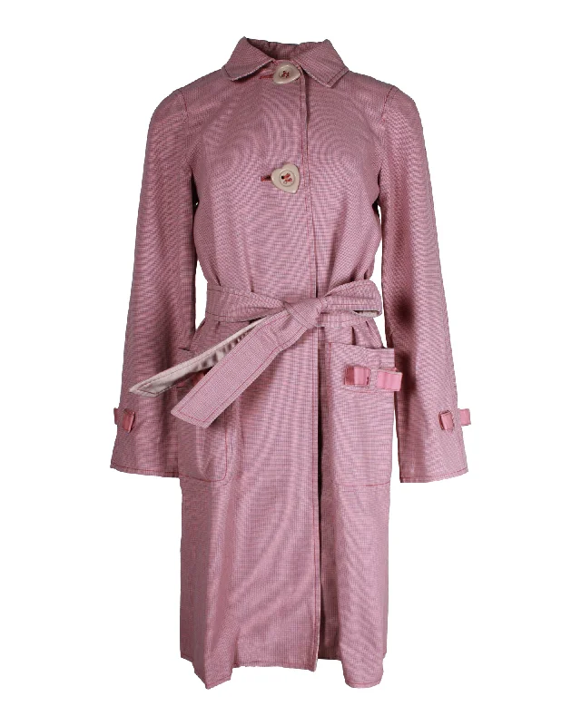 Charming Women's Outfit For Special Occasions Marc Jacobs Micro Plaid Bow Detail Trench Coat in Pink Cotton