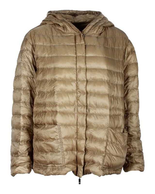 Classic Clothes For Women Moncler Hooded Padded Down Jacket in Olive Nylon Canvas