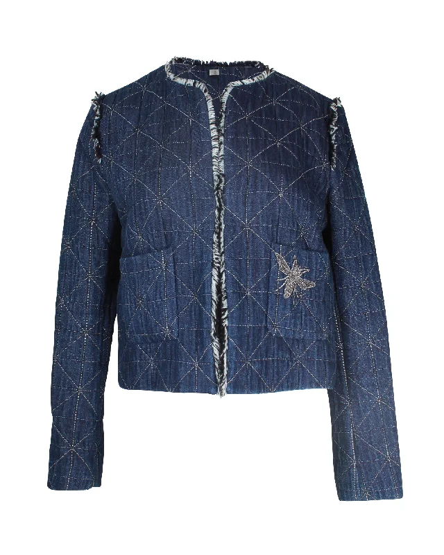 Stylish Fashion Clearance – Last Chance To Save Sandro Paris Quilted Jacket in Blue Cotton