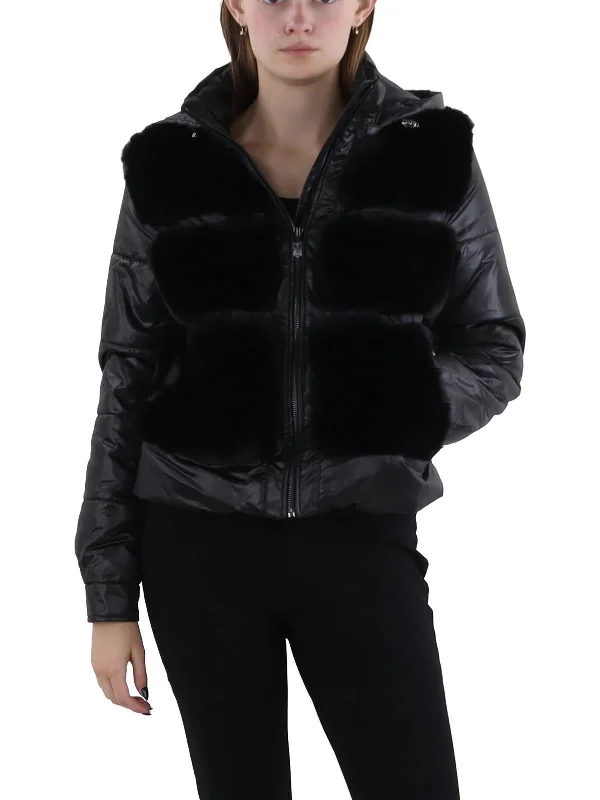 Fashionable Women's Clothes Womens Faux Fur Cold Weather Puffer Jacket