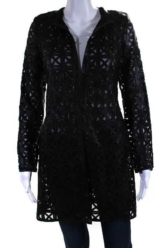 The Fashion Sale You've Been Waiting For Is Here In Transit Womens Laser Cut Metallic Mesh Leather Jacket Black