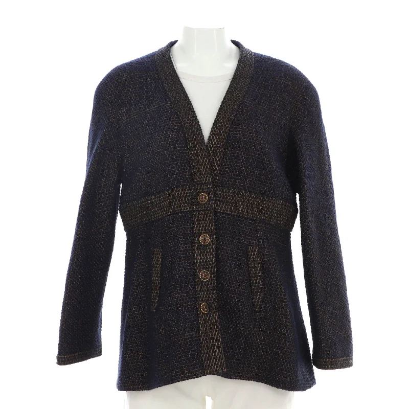 Women's Cozy Clothes Women's Two Pocket V-Neck Fitted Jacket Tweed