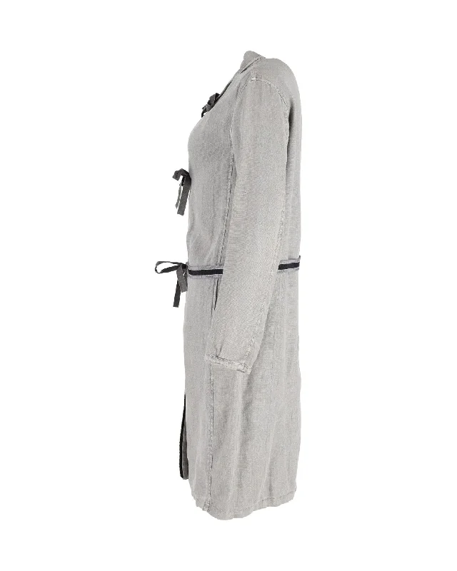 Casual Clothes For Women Prada Tie-Fastening Coat in Gray Linen