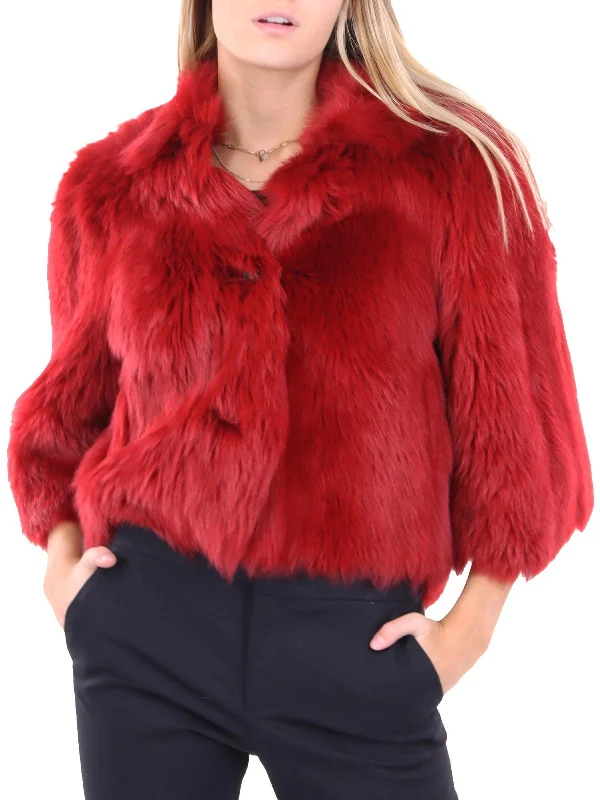 Modern Women's Apparel Womens Fur Reversible Cropped Jacket