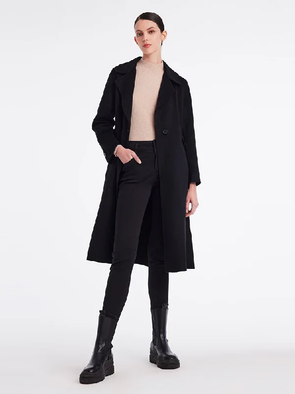 Women's Party Clothes Black Cashmere Mid-Length Fitted Coat