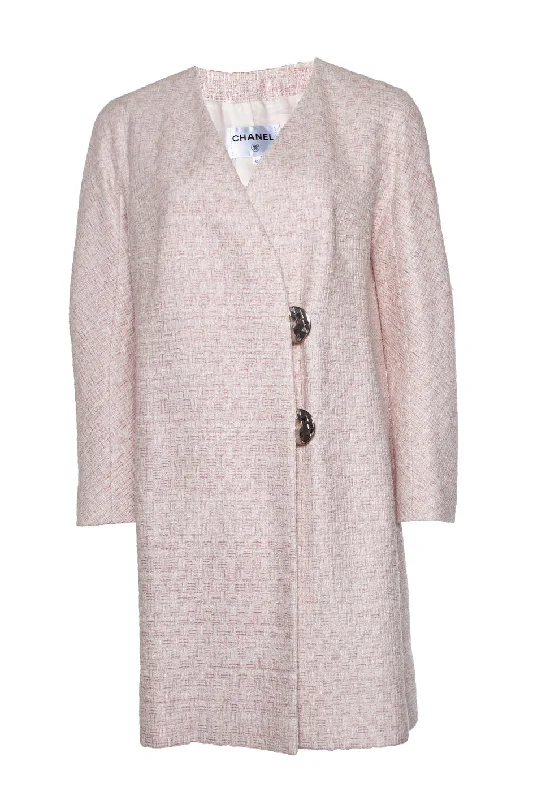 Affordable Women's Clothing Pink tweed lurex coat