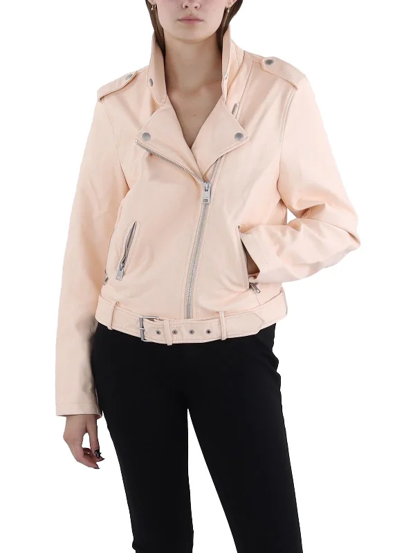 Women's Vacation Clothes Womens Faux Leather Cold Weather Moto Coat