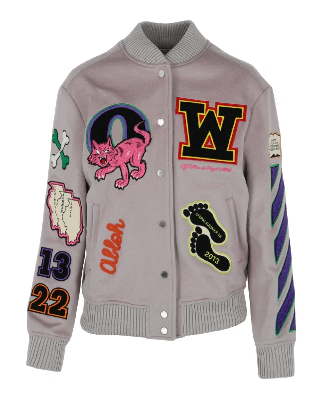 Big Savings On Modern And Classic Fashion Looks Embroidered Patches Varsity Bomber Jacket