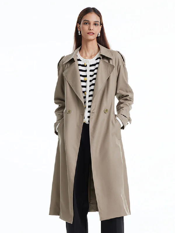 Affordable Women's Apparel Worsted Woolen Double-Breasted Trench Coat