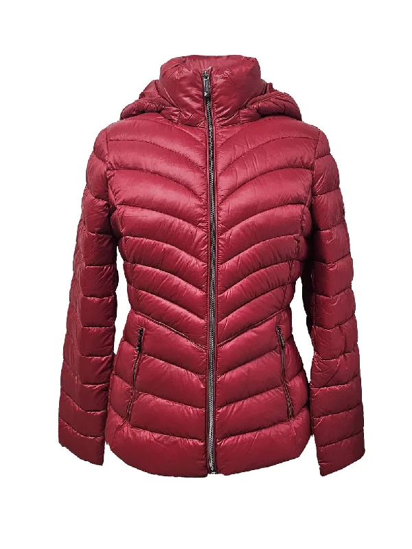 Women's Office Clothing Michael Michael Kors Women's Lightweight Down Packable Coat, Red