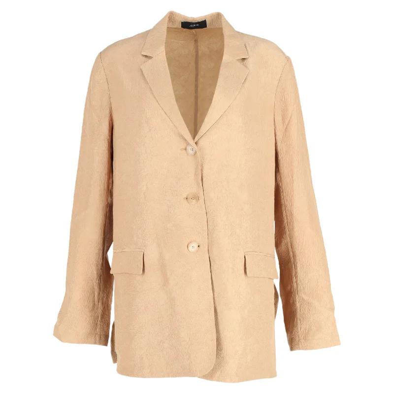 Women's Chic Outerwear Outfit Joseph Jace Crinkled Matte-Satin Blazer in Camel Acetate