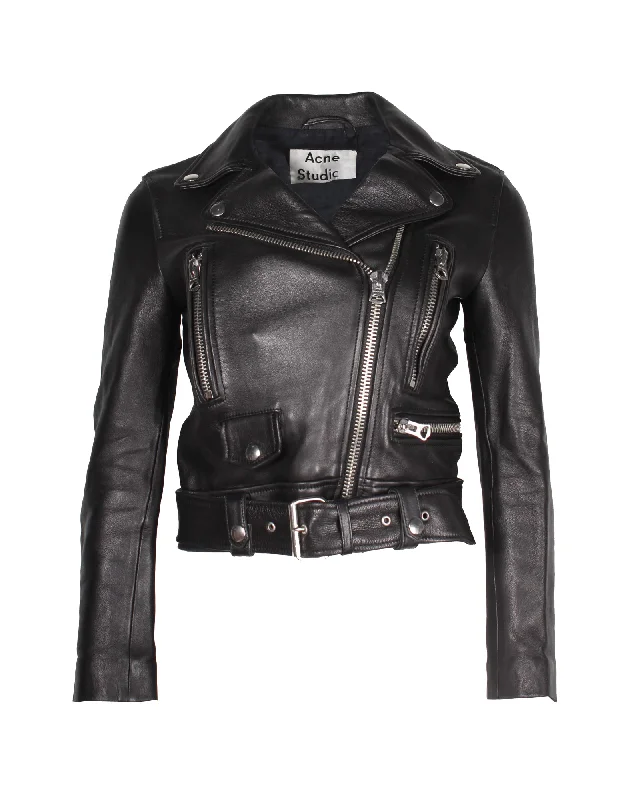 Trendy Clothing, Unbeatable Disco Acne Studios Mock Biker Jacket in Black Leather