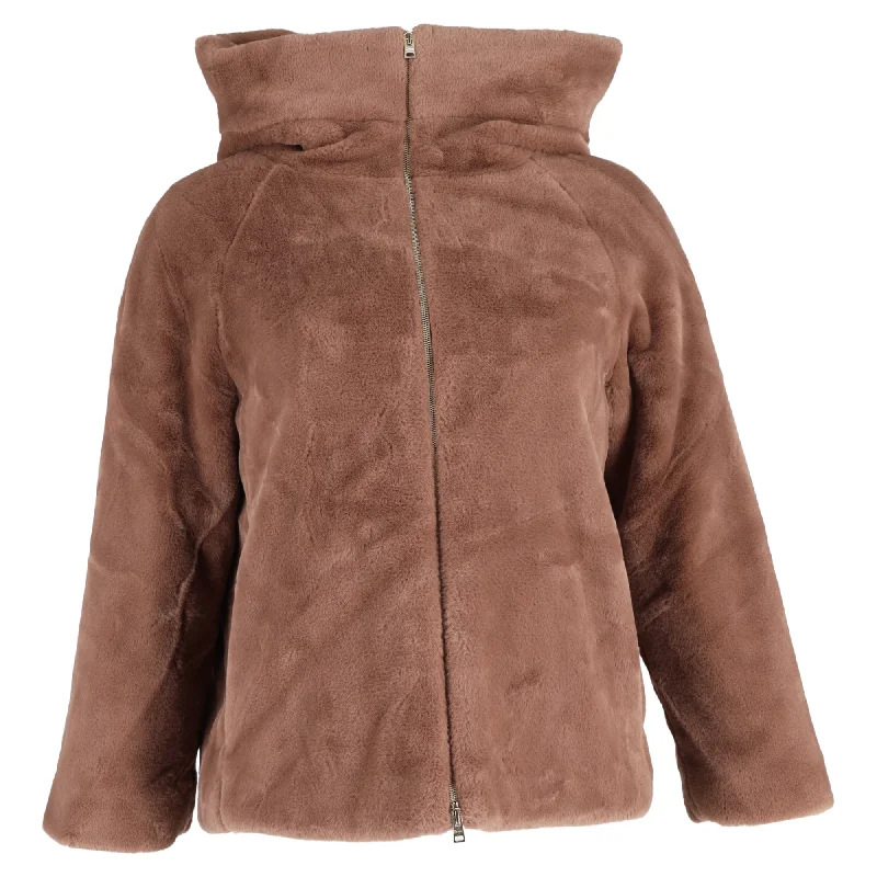 Limited-Stock Sale – Stylish Outfits At Lower Prices Herno Faux Fur Hooded Jacket in Brown Polyester