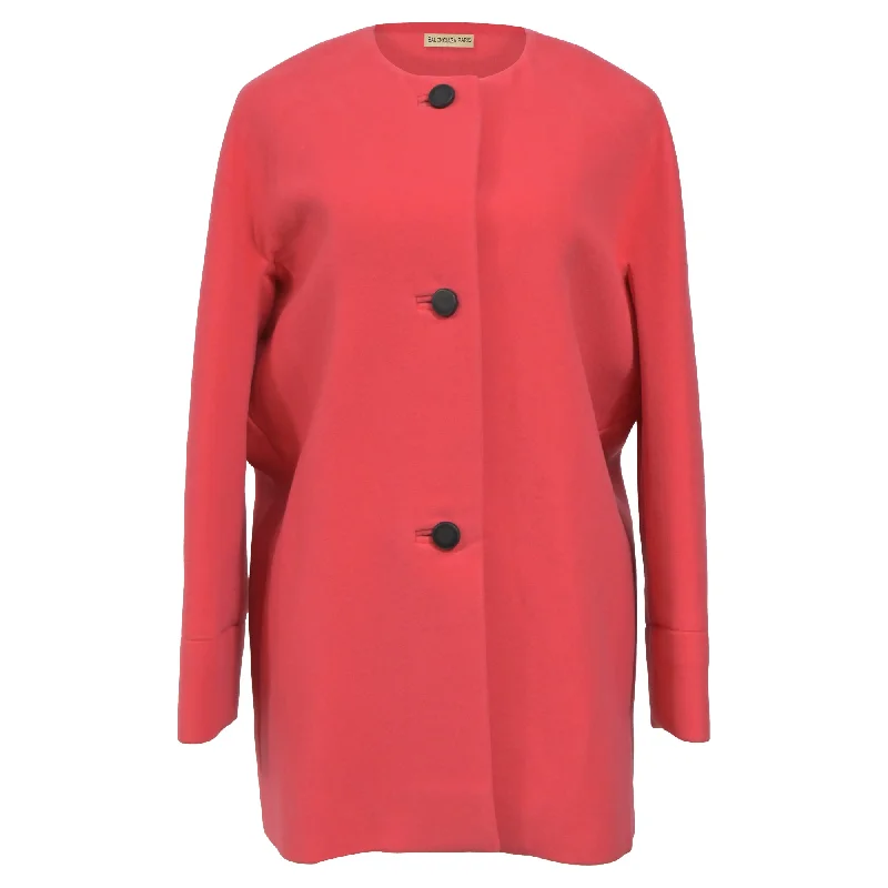 Affordable Luxury Women's Garments Balenciaga Single-Breasted Coat in Pink Wool