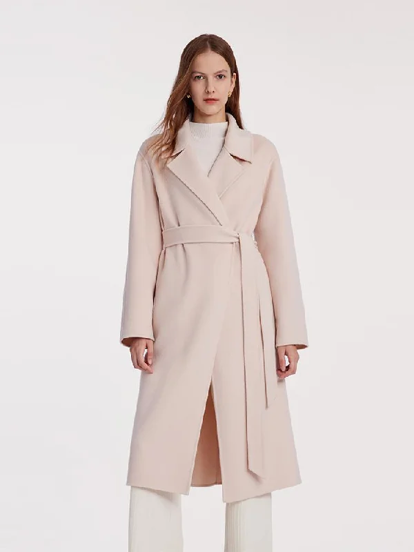 Women's Clothes For Work Pure Cashmere Double-Faced Women Coat With Belt