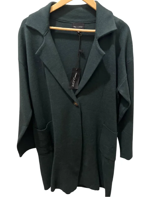 Comfortable Women's Apparel Women's Wide Collar Coat In Deep Green