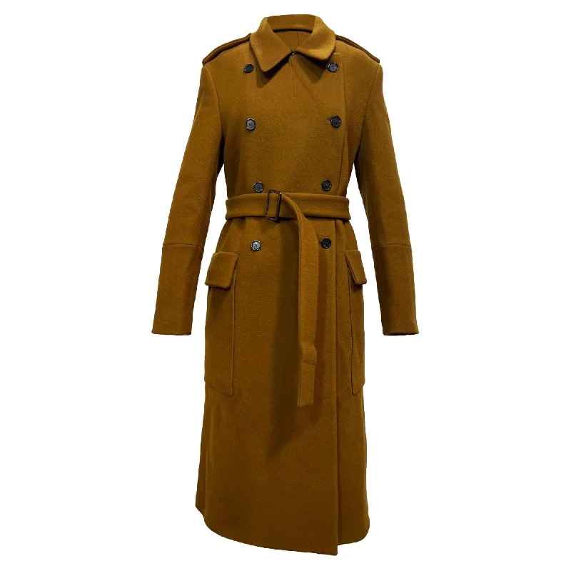 Trendy And Timeless Styles Now At Exclusive Discounts Jil Sander Belted Double-Breasted Trench Coat in Brown Wool