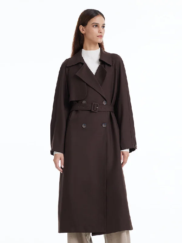 Affordable Luxury – Chic Clothing At Special Prices Brown Worsted Wool Trench Coat