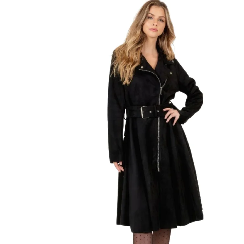 Flash Sale On Fashion – Act Fast Waist Belt Tacked Faux Suede Coat Solid Coat