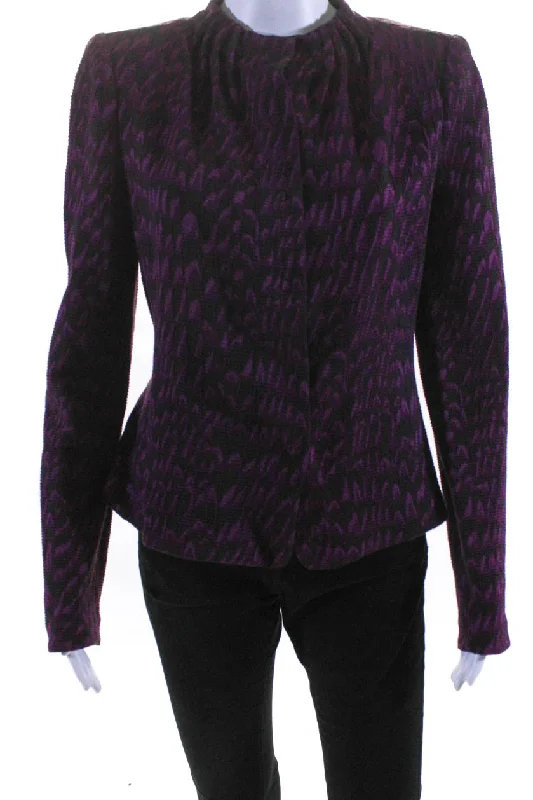 Trendy Clothing, Unbeatable Disco Armani Collezioni Womens Purple Printed Crew Neck Long Sleeve Jacket