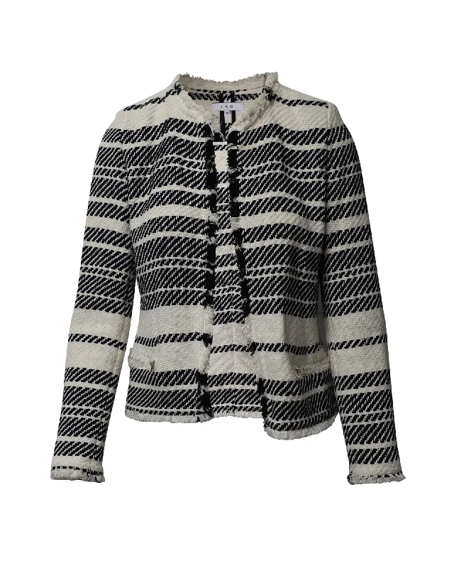 Timeless Women's Garments IRO Zlata Striped Tweed Jacket in Black and White Cotton