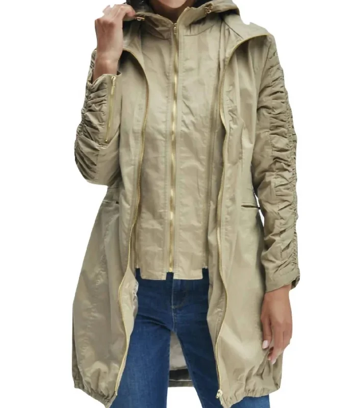 Women's Vacation Garments Elena Full Length Jacket In Khaki