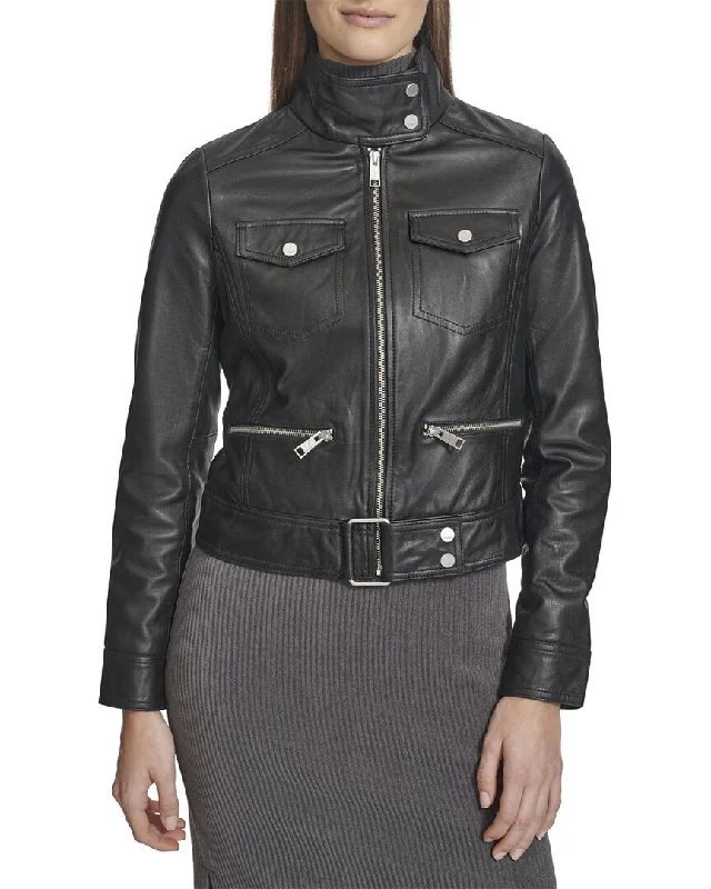 Elegant Women's Evening Garments Andrew Marc Vicki Leather Coat