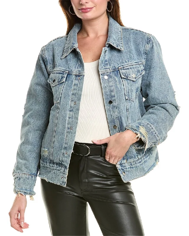 Stylish Women's Apparel Gracia Double Sided Denim Bomber Jacket