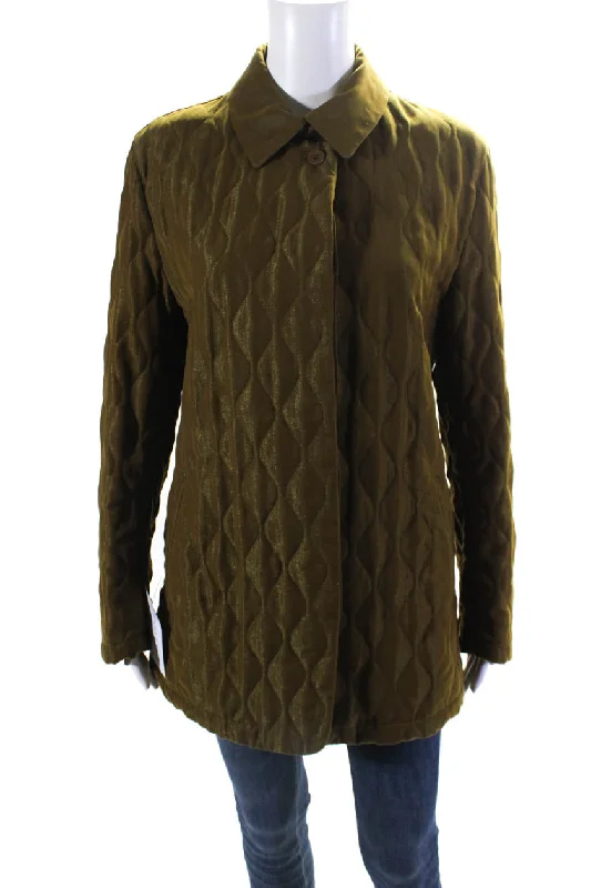 Women's Casual Garments Allegri Womens Quilted Textured Button Down Jacket Green