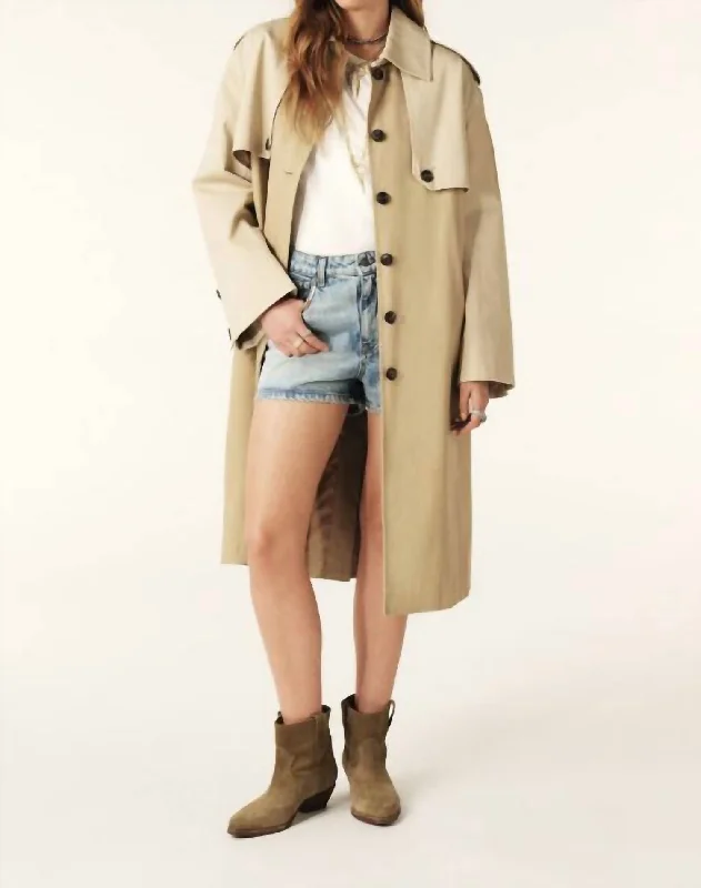 Stylish Women's Garments Trench Coat In Beige