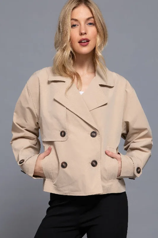 Casual Clothing For Women Double Breasted Short Trench Jacket