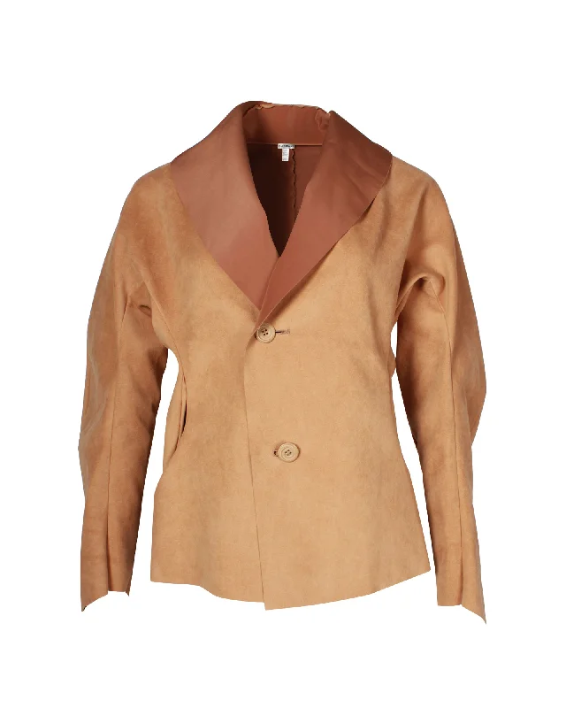 Timeless Women's Outfit Issey Miyake Single-Breasted Jacket in Beige Polyester