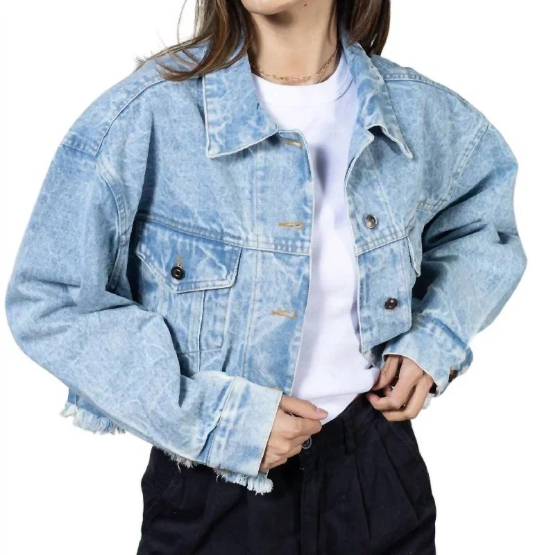 Women's Athleisure Apparel Kendall Cropped Jacket In Denim Wash