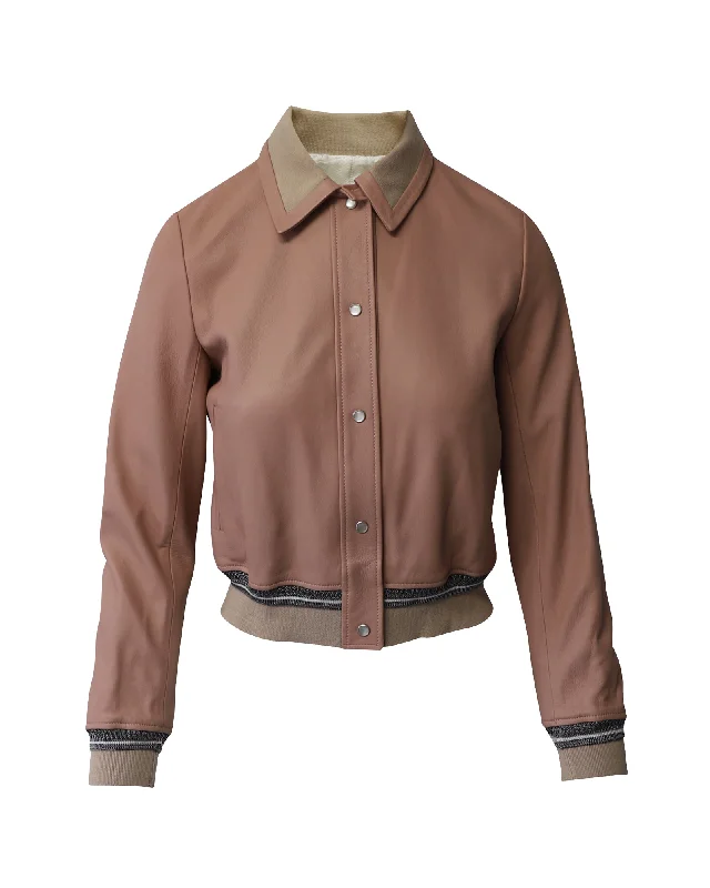 Chic And Affordable Fashion – Limited-Time Offers Sandro Paris Varsity Bomber Jacket in Light Pink Leather