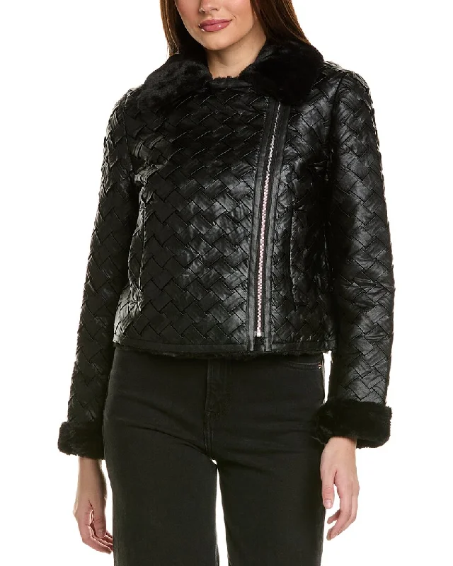 Fashion-Forward Women's Clothing Adrienne Landau Basketweave Bomber Jacket