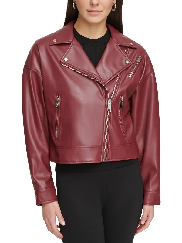 Elegant Clothing For Women Womens Faux Leather Motorcycle Jacket