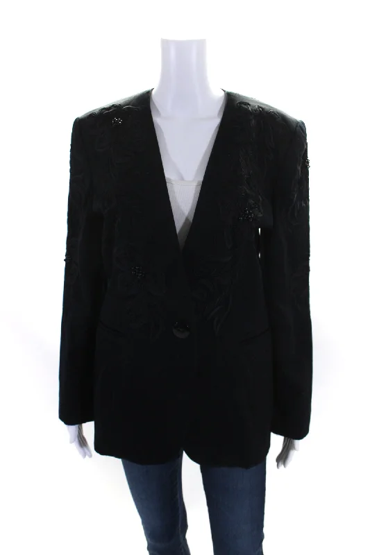 Women's Outfit Escada Margaretha Ley Womens Single Button Embroidered Jacket Navy