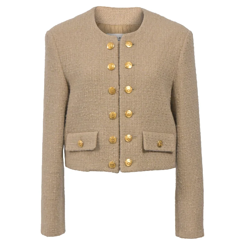 Huge Savings On Must-Have Clothing Essentials Celine 2022 Baie Des Anges 'Chasseur' Evening Jacket in Beige Virgin Wool