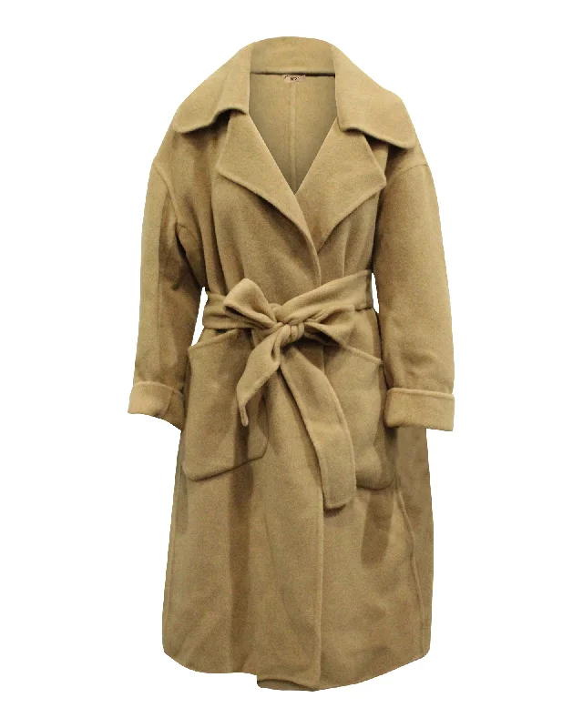 Shop Stylish Fashion At Unbeatable Prices Now N.21 Belted Trench Coat in Beige Wool