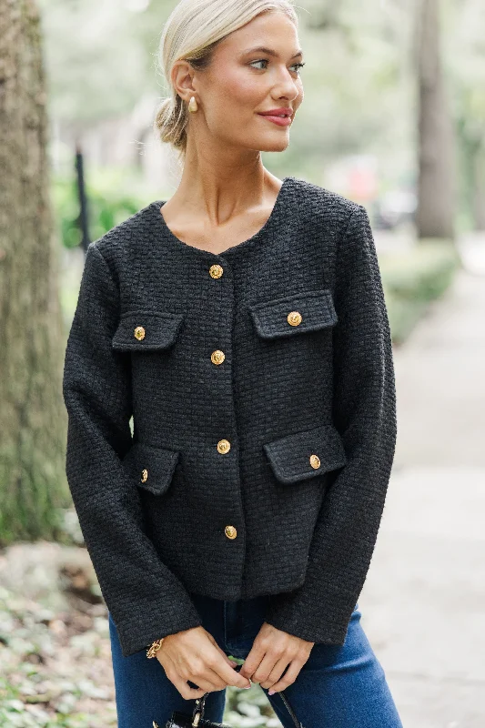 Women's Comfortable Apparel Next Level Black Tweed Jacket