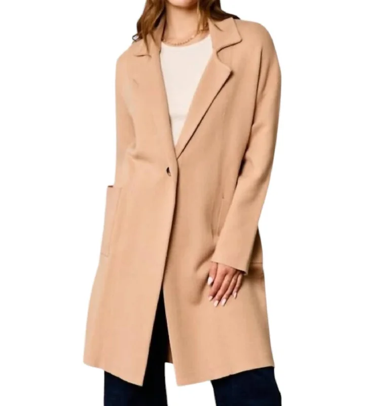 Women's Transitional Garments Wide Collar Coat In Latte