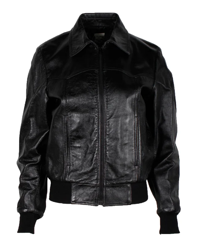 Women's Apparel Celine Blouson Jacket in Black Lambskin Leather