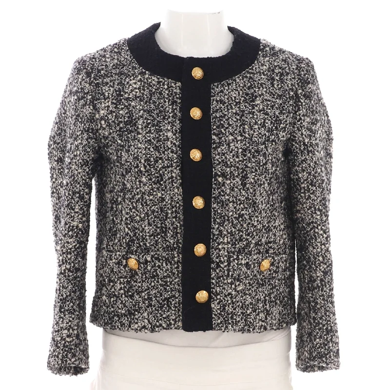 Fashion Sale Live Now – Upgrade Your Style For Less Women's Button Up Collarless Evening Jacket Tweed