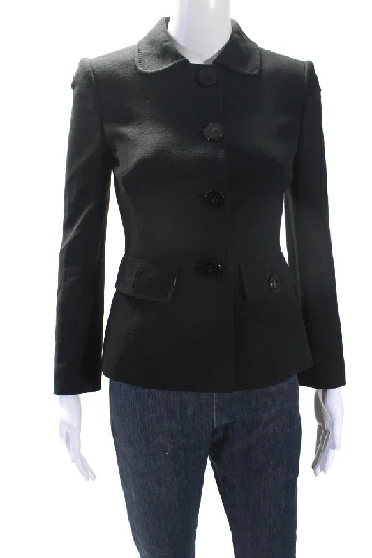 Formal Clothing For Women Dolce & Gabbana Womens Woven Button Up Collared Jacket Black Wool