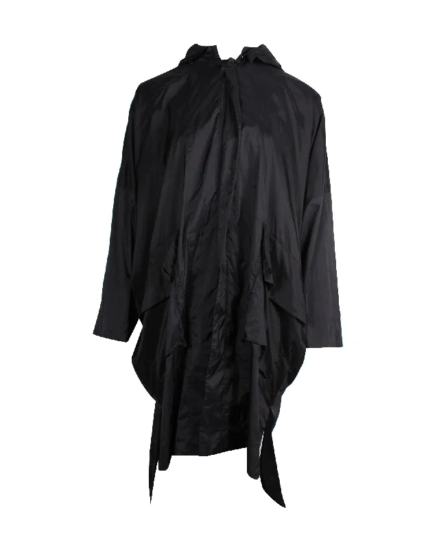 Women's Trendy Casual Clothes Issey Miyake Travel Raincoat in Black Nylon