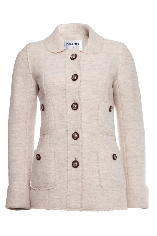 Women's Everyday Clothes cream colored wool jacket