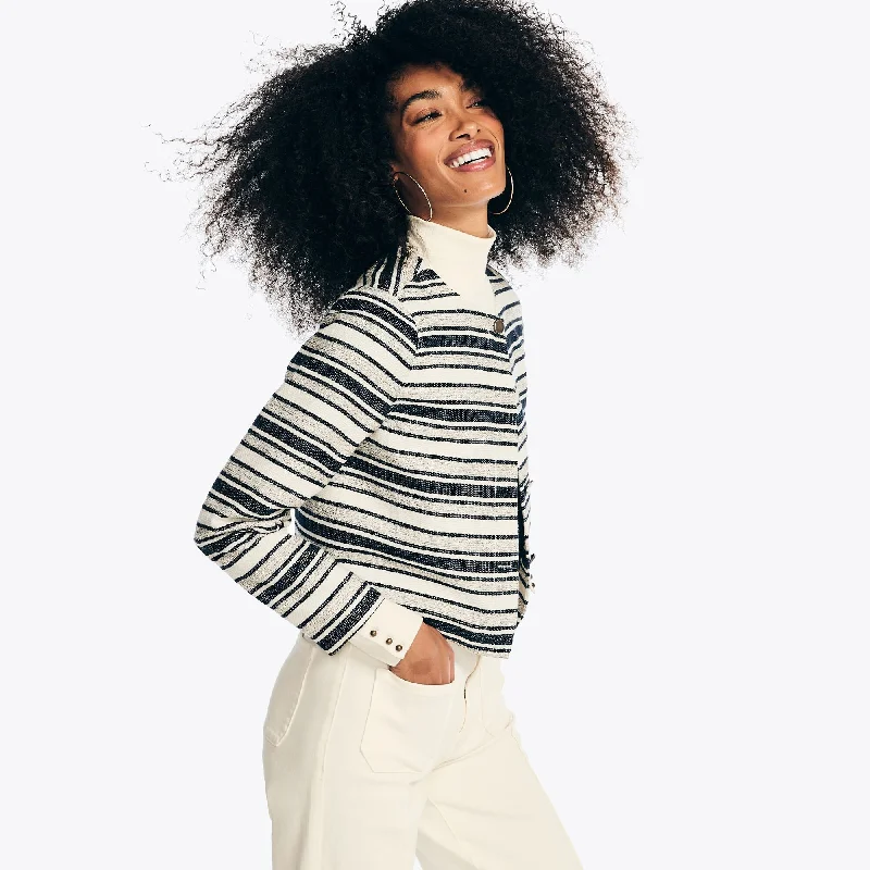 Women's Occasion Wear Apparel Nautica Womens Striped Cropped Jacket