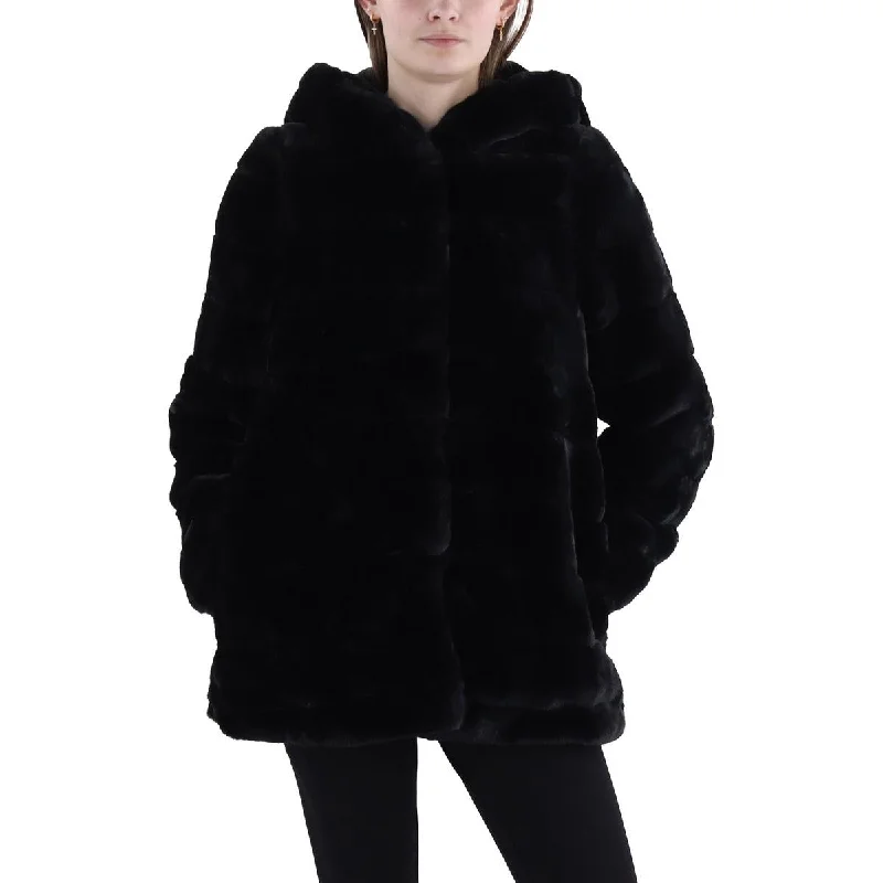 Huge Savings On Must-Have Clothing Womens Hooded Midi Faux Fur Coat