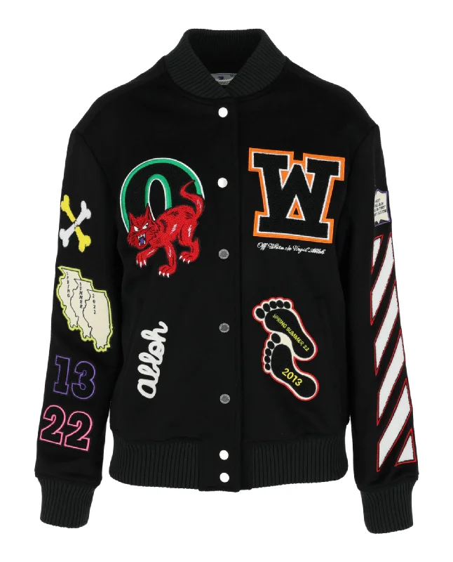 Must-Have Clothing Styles Now At Incredible Discounts Embroidered Patches Varsity Bomber Jacket