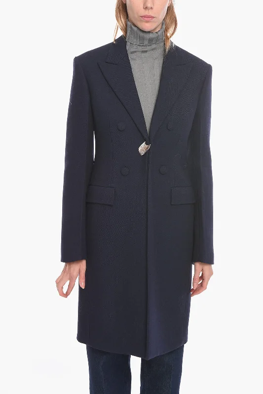 Timeless Women's Clothing Jil Sander Wool Single-breasted Coat with Metal Application